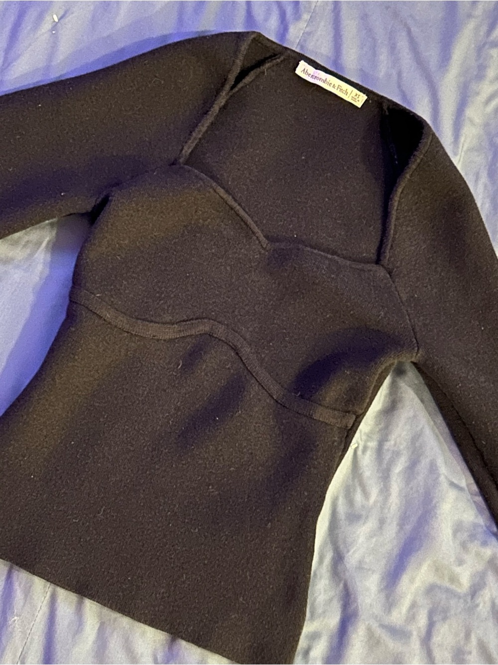 Abercrombie & Fitch Black Fitted Long Sleeve Top
